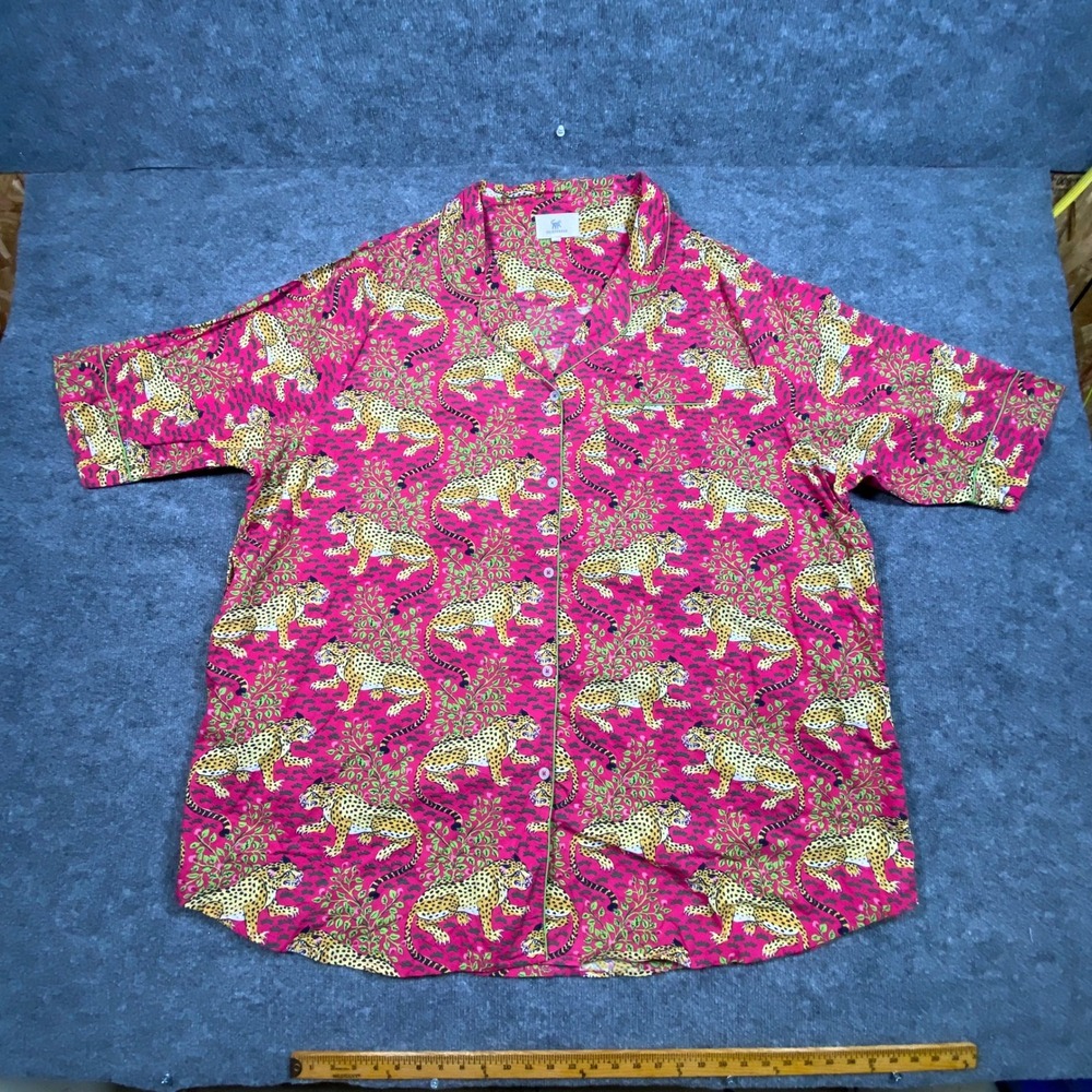 Printfresh‎ Pink Leopard Print Short Sleeve Pajama Top Plus Size 5X Cotton